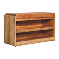 Buffalo Hide Pull Out Oak Ish Shoe Storage Bench Oak Leather Solid Wood