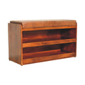 Buffalo Hide Pull Out Chestnut Shoe Storage Bench Chestnut Leather Solid Wood