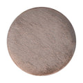 Mocha Faux Fur Round Ball Footstool Mocha Foam Wood Fabric