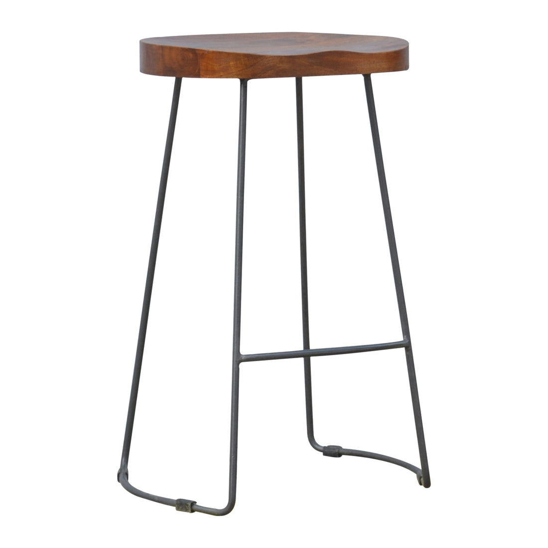 Industrial Chunky Bar Stool Chestnut Wood Metal