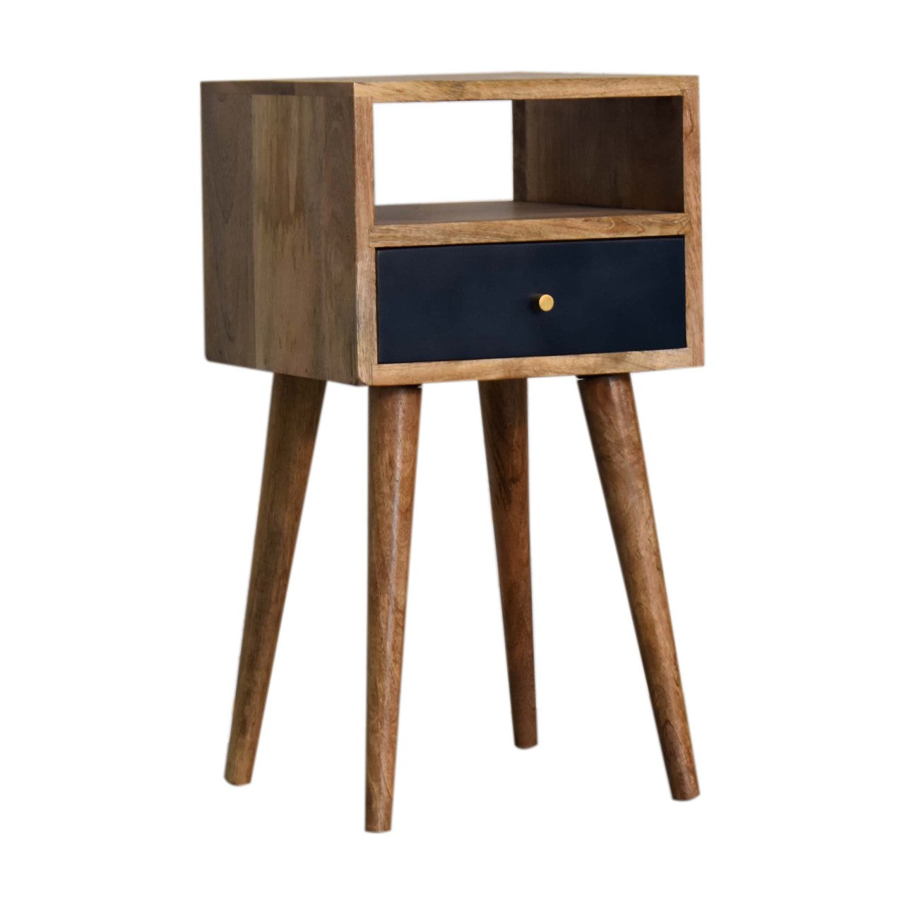 Mini Navy Blue Hand Painted Bedside Navy Solid Wood