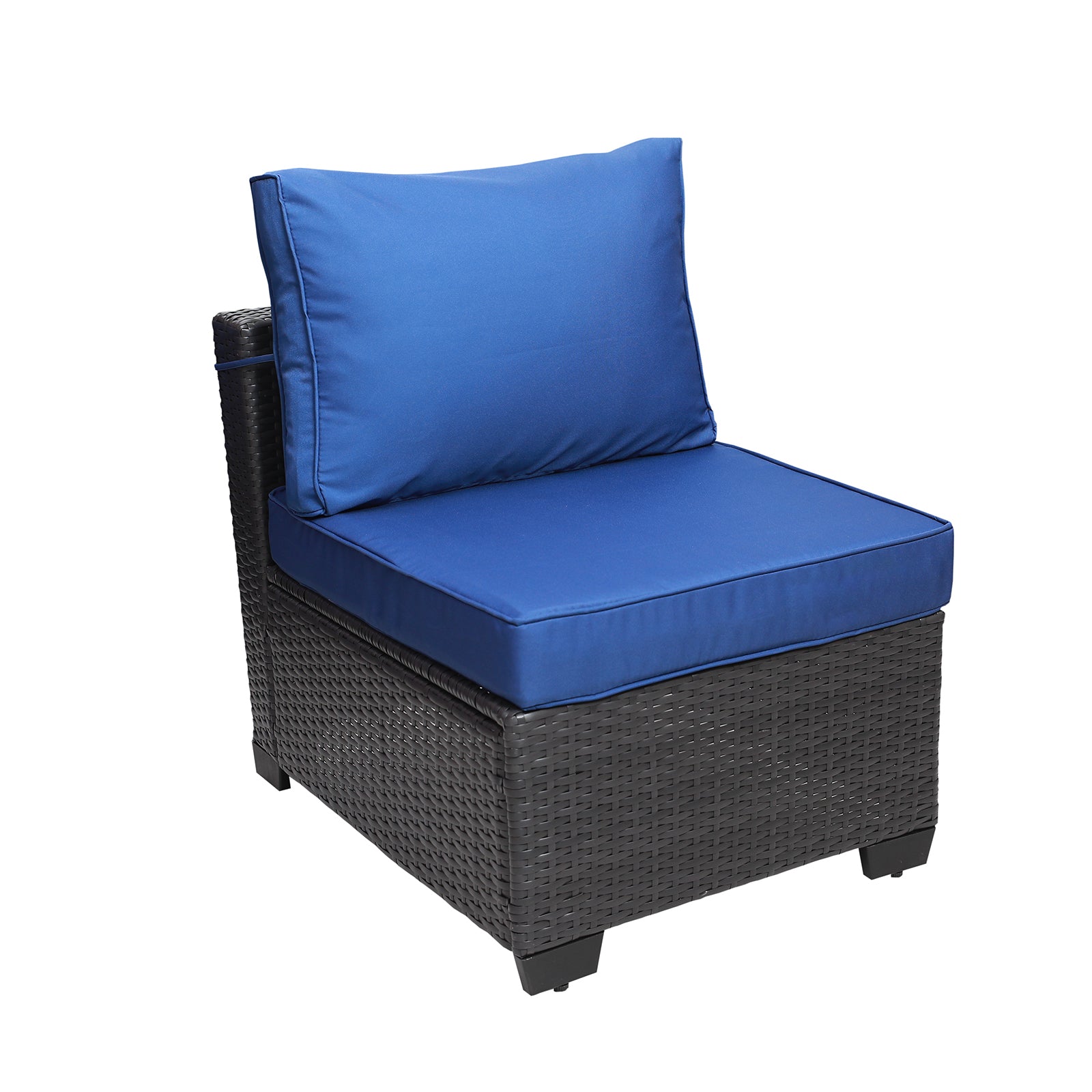 Outdoor Garden Patio Furniture 7 Piece Pe Rattan Wicker Cushioned Sofa Sets And Coffee Table, Patio Furniture Set Outdoor Couch Outdoor Couch Patio Furniture Outdoor Sofa Patio Couch Yes Complete Patio Set Black Blue Rust Resistant Frame Water Resistant