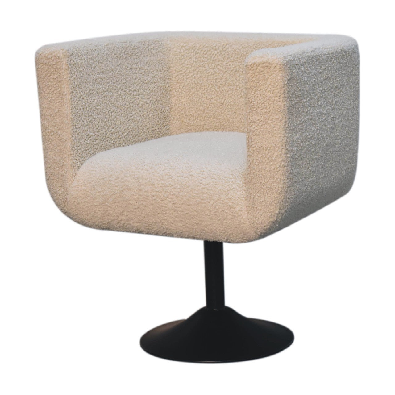 Cream Boucle Swivel Chair Cream Foam Wood Fabric