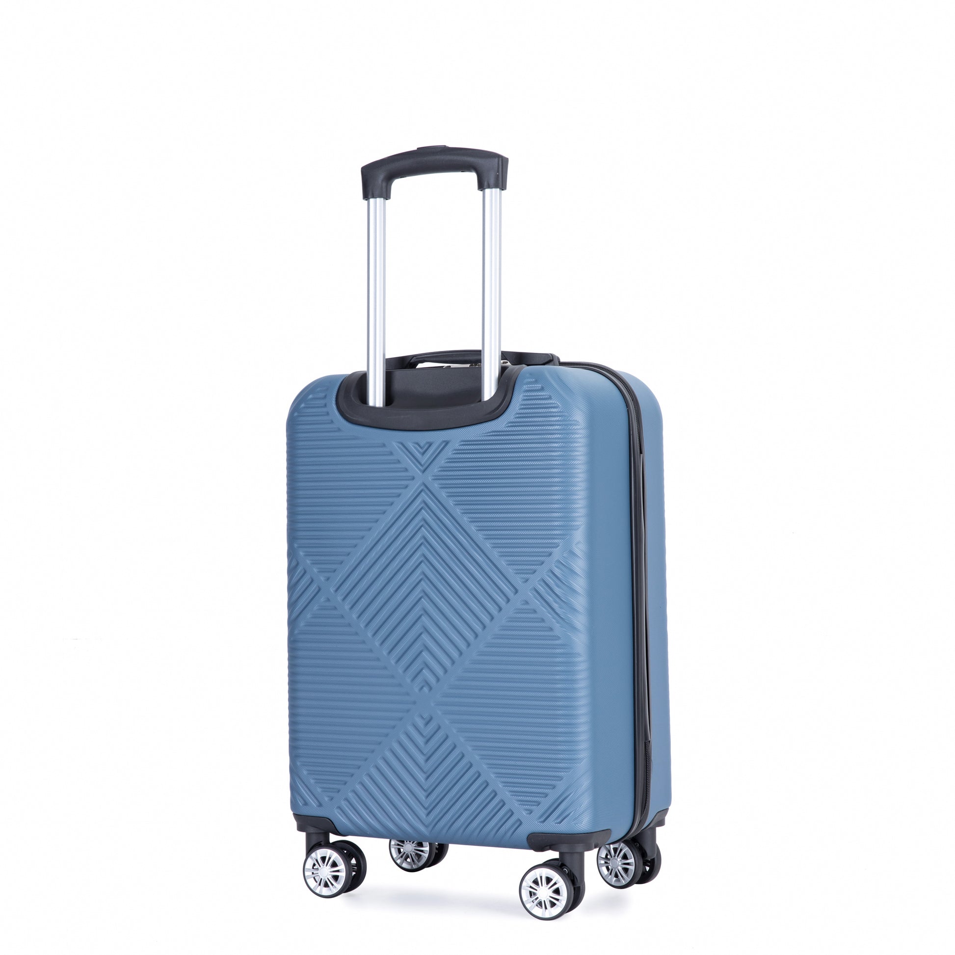 4 Piece Abs Lightweight Suitcase, 14 Inch Makeup Box, Aircraft Wheels 14 20 24 28 Blue Blue Abs