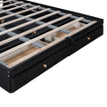 Queen Size Upholstered Bed With Hydraulic Storage System And Drawer, Black Black Pu Leather