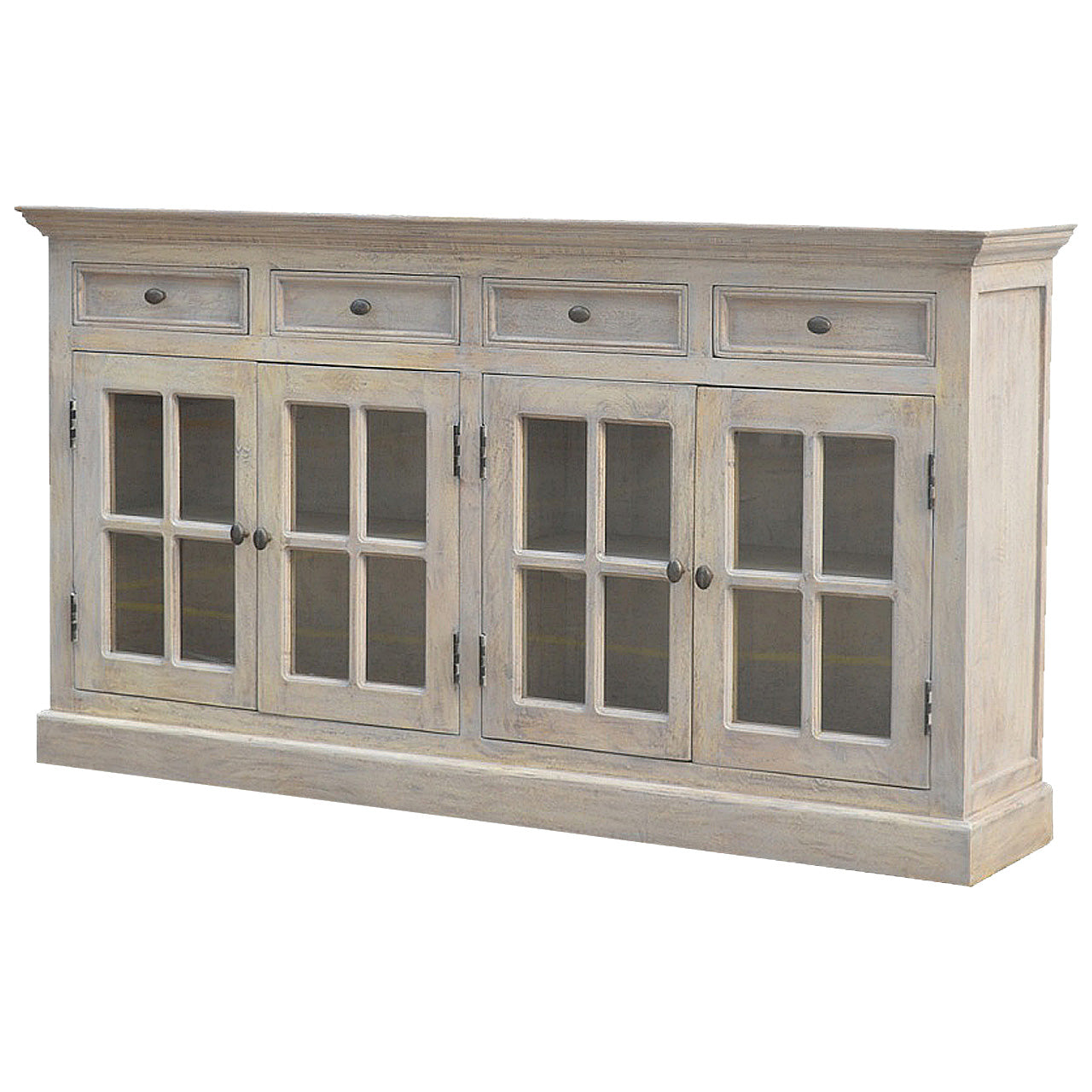 Stone Acid Wash Glazed Sideboard Stone Gray Solid Wood