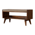 Mud Linen Nordic Storage Bench Chestnut Foam Wood Fabric