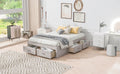 Full Size Platform Bed With 6 Storage Drawers,Antique White Antique White Mdf Lvl