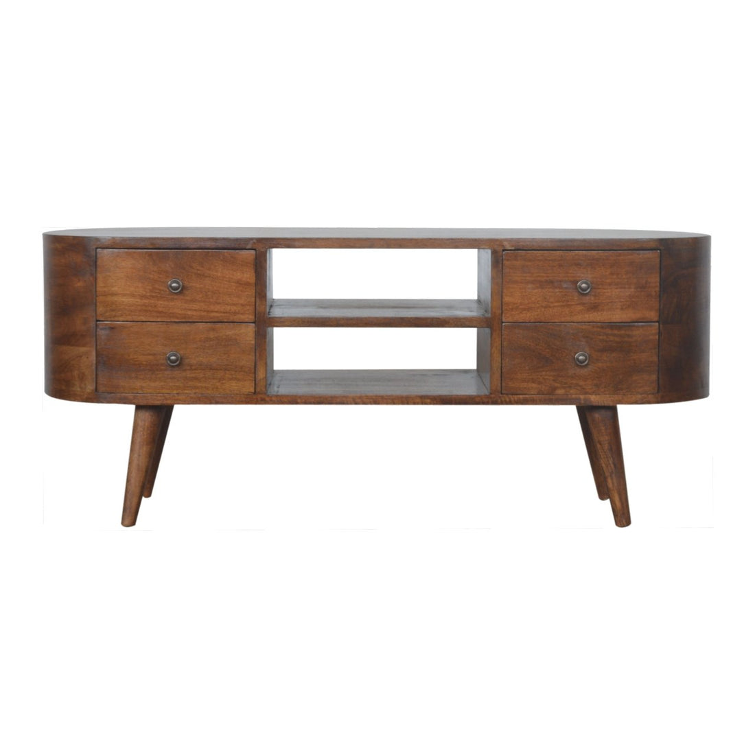 Chestnut Rounded Entertainment Unit Chestnut Solid Wood