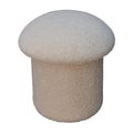 Cream Boucle Mushroom Footstool Cream Foam Wood Fabric