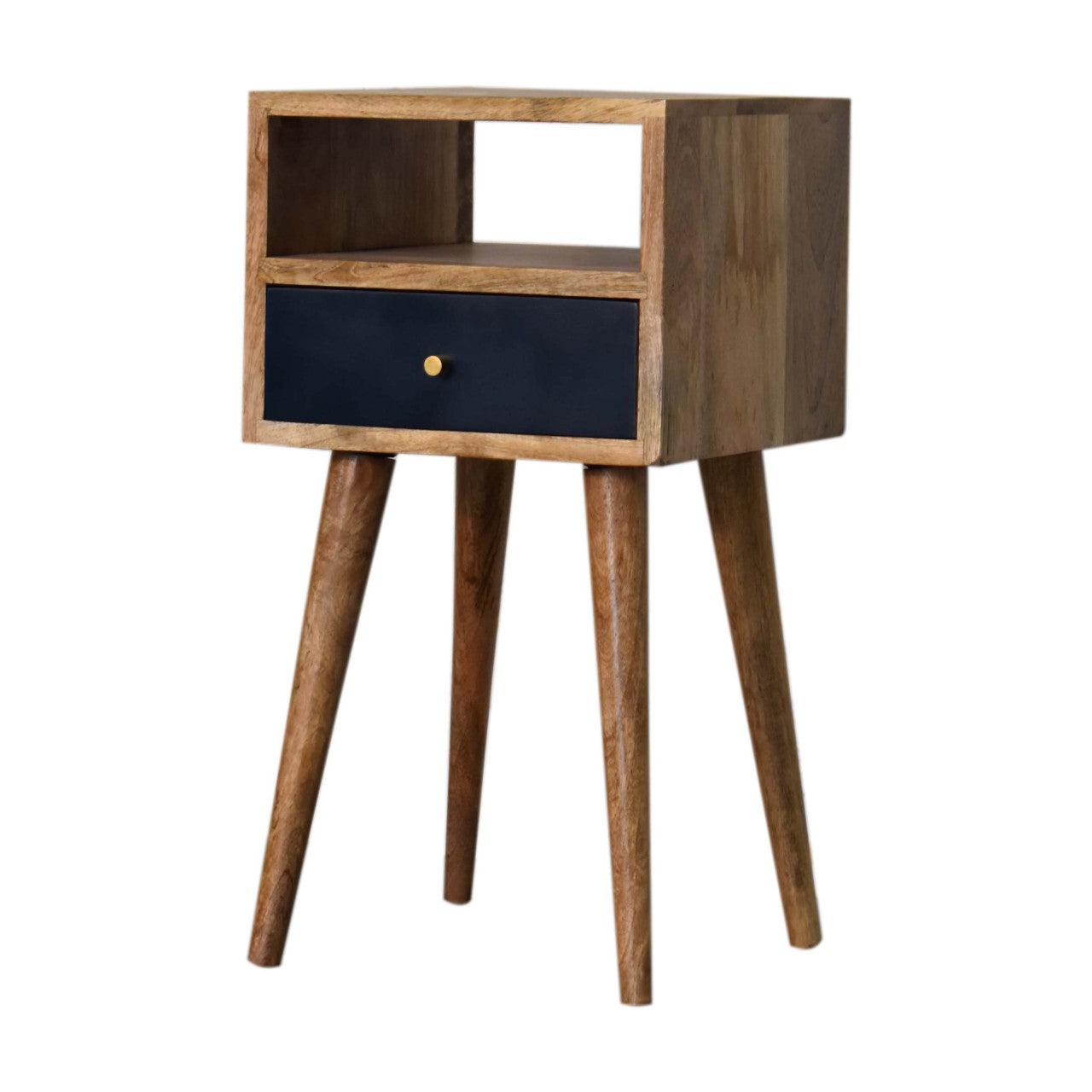 Mini Navy Blue Hand Painted Bedside Navy Solid Wood