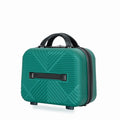 4 Piece Abs Lightweight Suitcase, 14 Inch Makeup Box, Aircraft Wheels 14 20 24 28 Dark Green Dark Green Abs