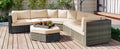 Patio Furniture Set, 6 Piece Outdoor Conversation Set All Weather Wicker Sectional Sofa With Ottoman And Cushions And Small Trays Beige Rattan
