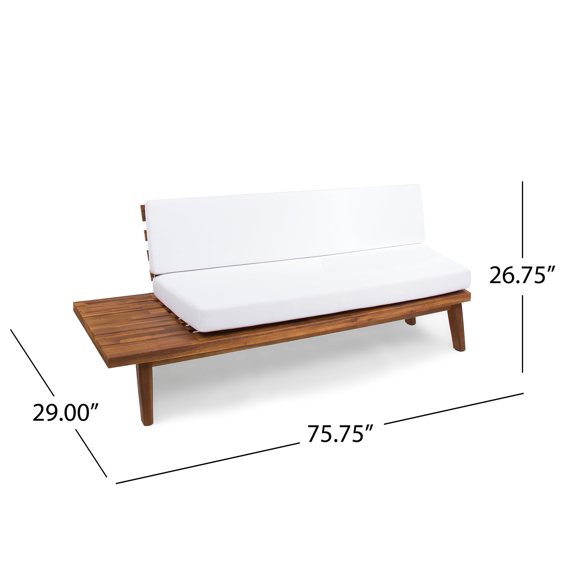 Hillcrest V Shaped 4 Piece Sofa Set Sbwhi White Acacia Wood