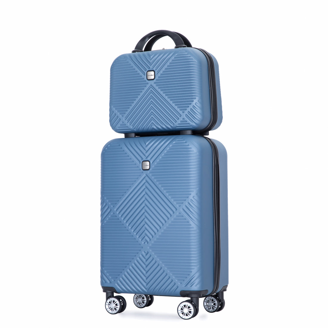 2Piece Luggage Sets Abs Lightweight Suitcasespinner Wheels, 20 14 Blue Blue Abs