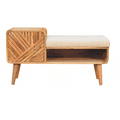Boucle Carved Telephone Table Oak Foam Wood Fabric