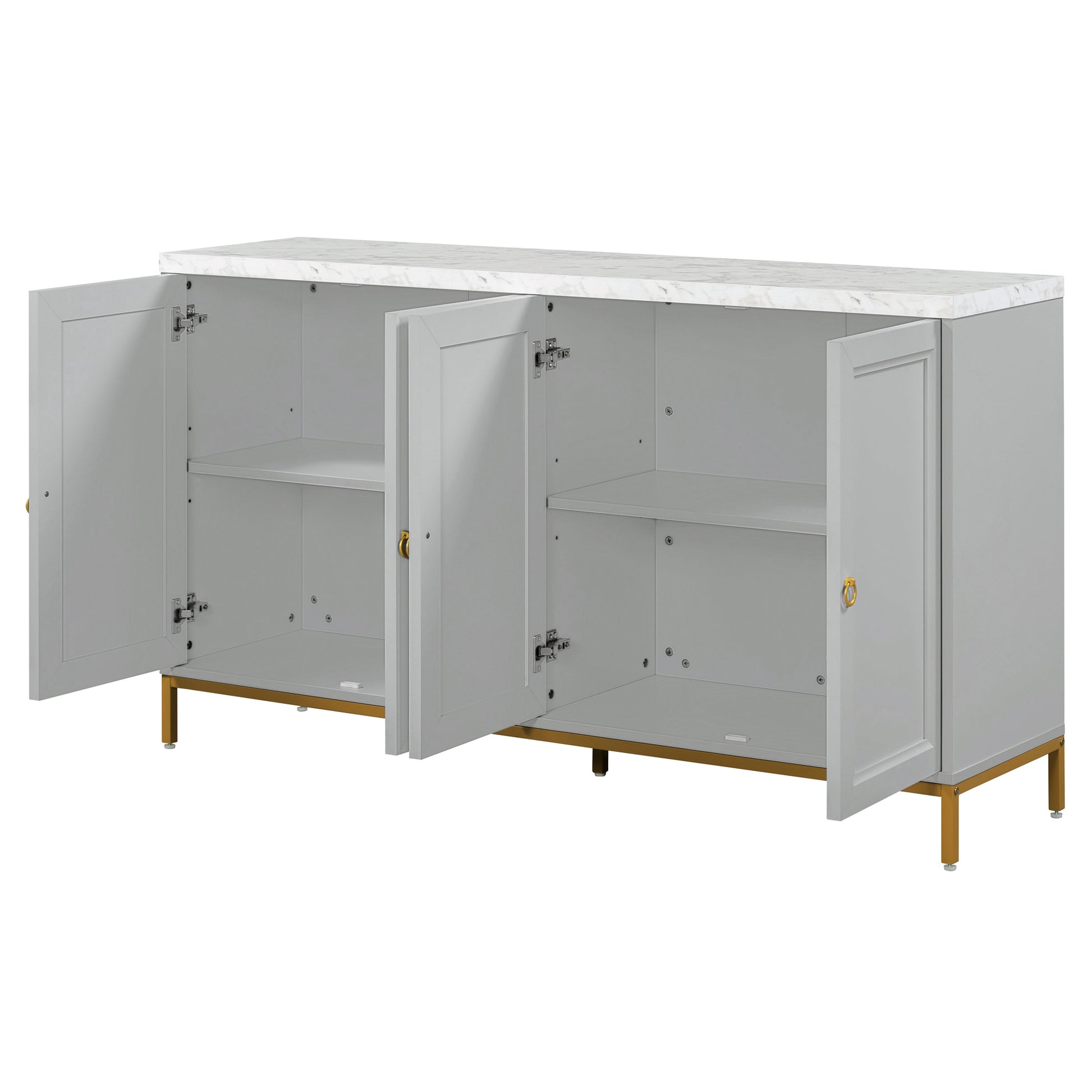 Modern Sideboard With Extra Large Storage Space With Metal Handles And Support Legs For Living Room And Dining Room Light Grey Light Gray Mdf