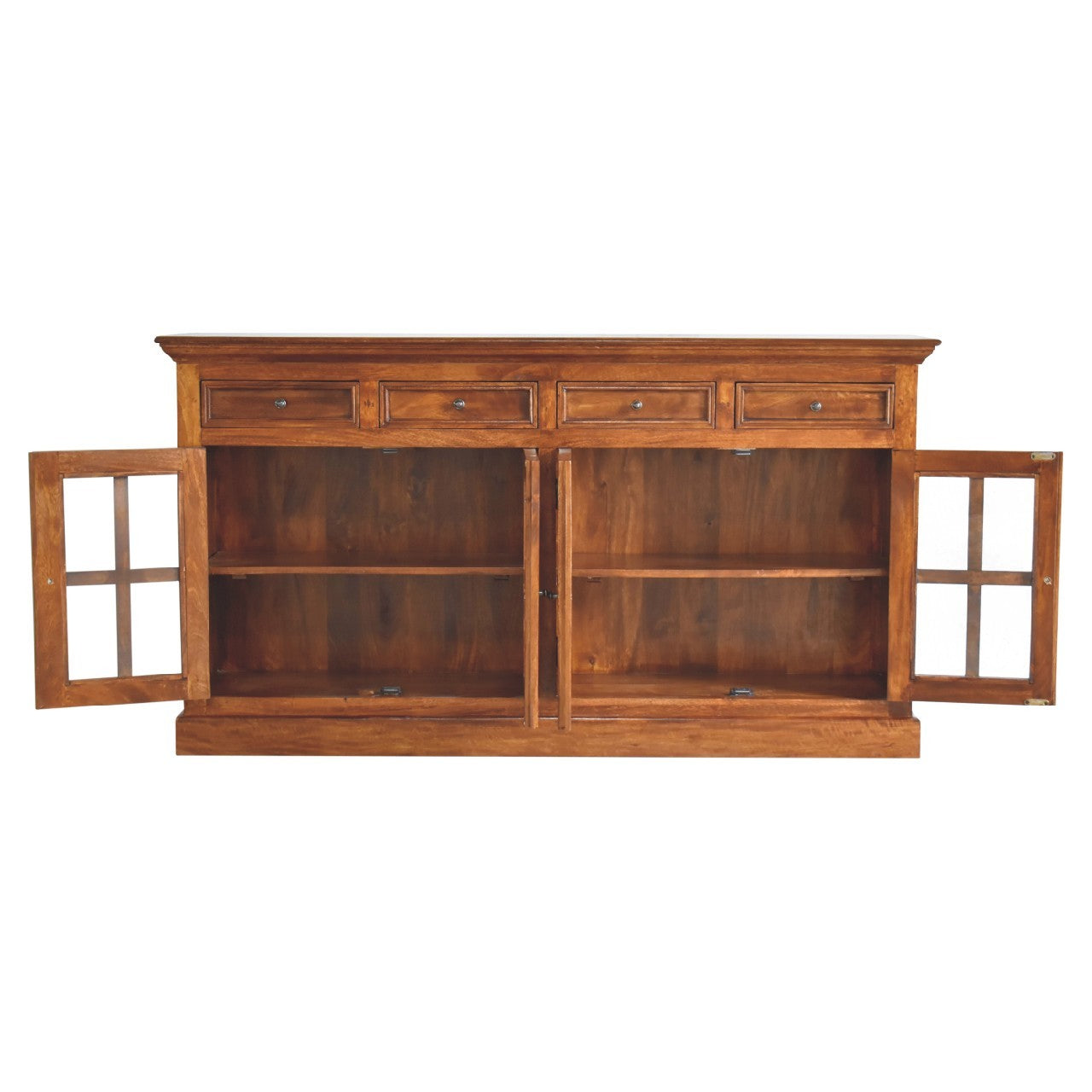 Large Glazed Sideboard Chestnut Solid Wood