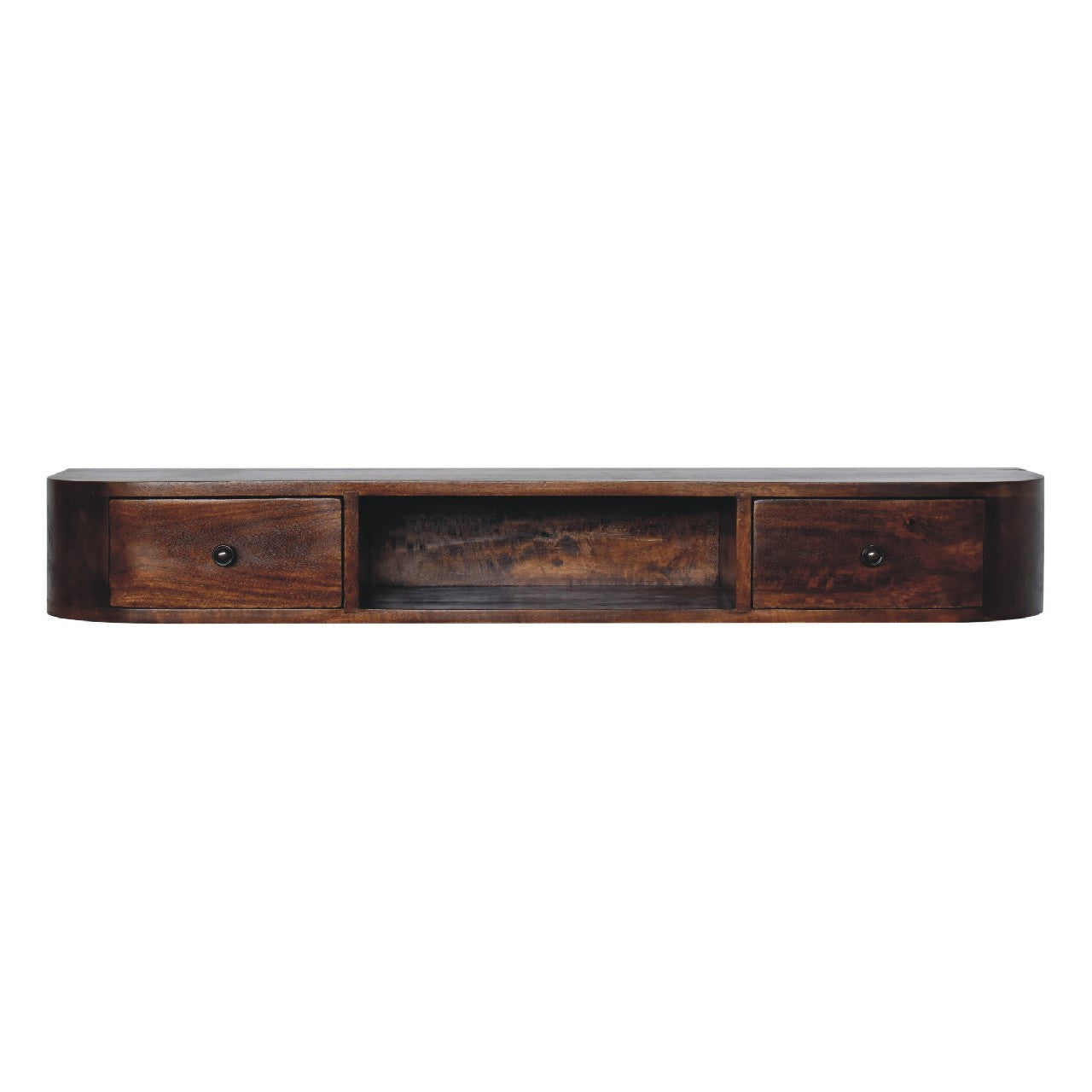 Lunar 2 Drawer Floating Console Chestnut Solid Wood