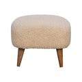 Boucle Cream Square Footstool Cream Brown Light Brown Cotton Primary Living Space Beige Mango Footstool Wood Solid Wood