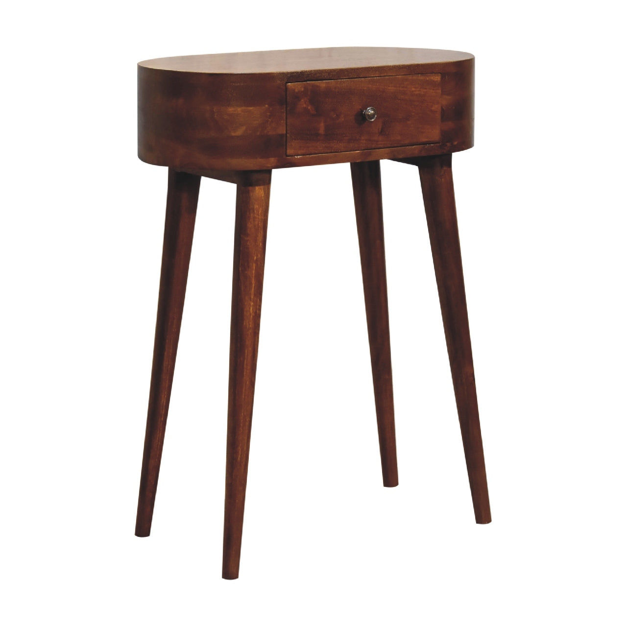 Solid Wood Mini Albion Chestnut Console Brown Brown Primary Living Space Scandinavian Freestanding Mango Drawers Lacquered Oval Wood Solid Wood