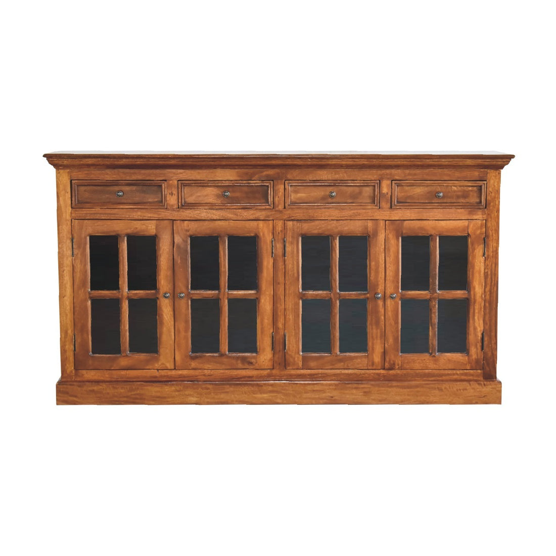 Large Glazed Sideboard Chestnut Solid Wood