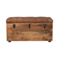 Buffalo Hide Oak Ish Storage Trunk Oak Leather Solid Wood