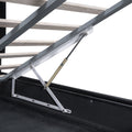 Queen Size Upholstered Bed With Hydraulic Storage System And Drawer, Black Black Pu Leather