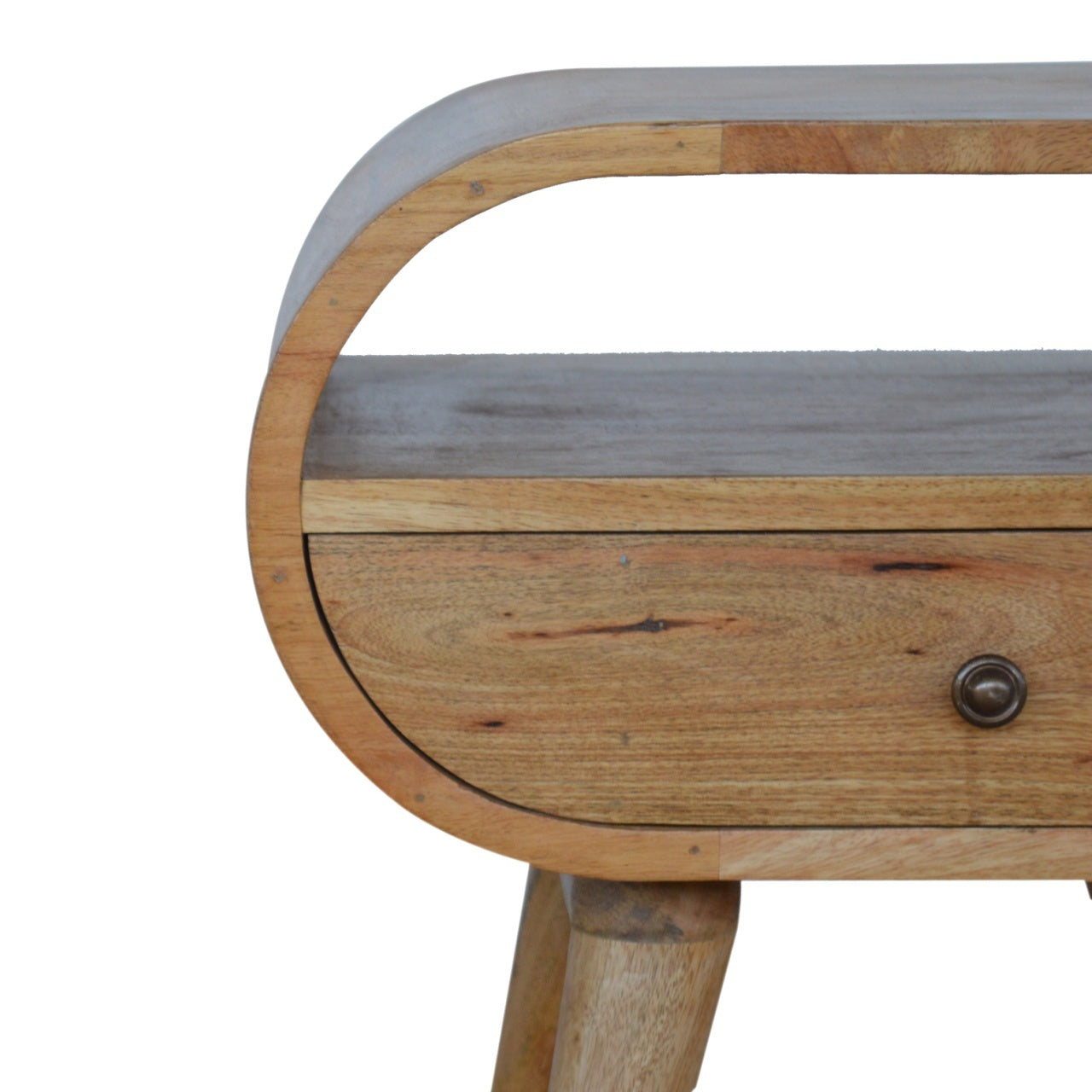 Circular Open Slot Bedside Oak Solid Wood