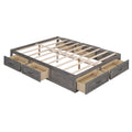 Queen Size Platform Bed With 6 Storage Drawers,Antique Gray Antique Gray Mdf Lvl