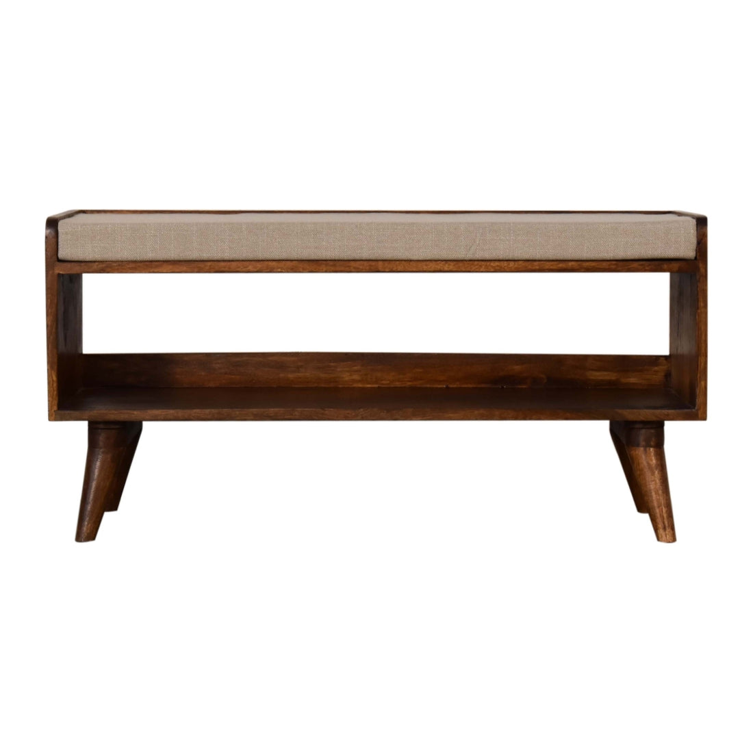 Mud Linen Nordic Storage Bench Chestnut Foam Wood Fabric