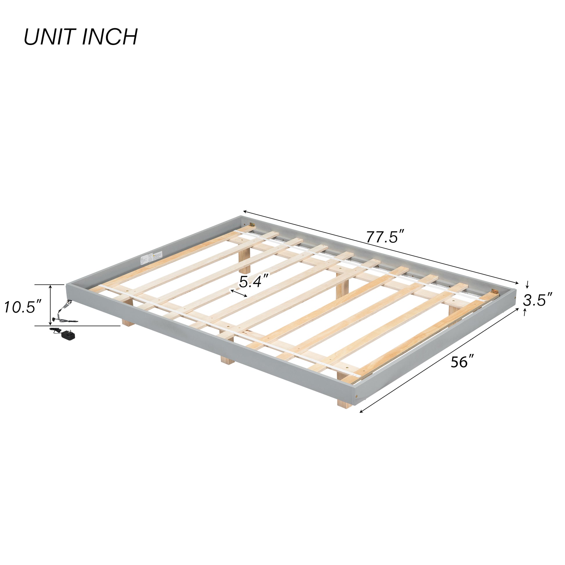 Full Size Floating Bed With Led Lights Underneath,Modern Full Size Low Profile Platform Bed With Led Lights,Grey Full Grey Wood Bedroom American Design Pine Bed Frame Pine