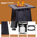 40,000 Btu Steel Propane Gas Fire Pit Table With Steel Lid, Weather Cover Black Garden & Outdoor American Design Steel