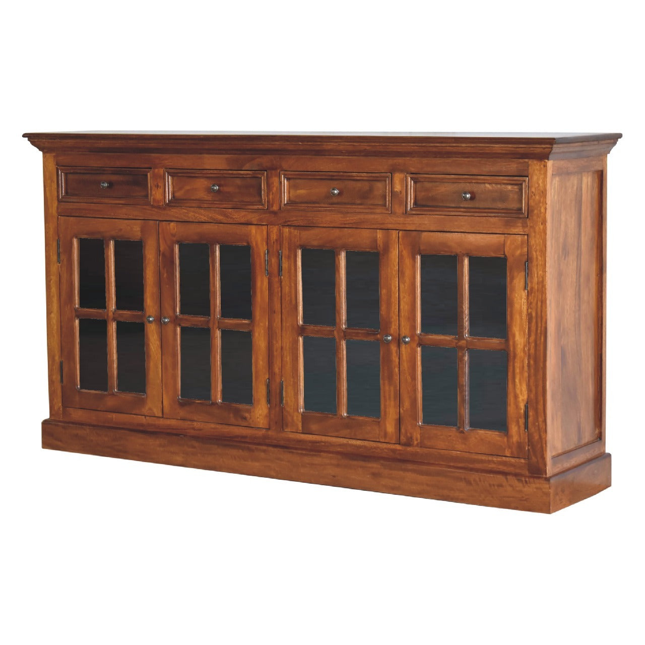 Large Glazed Sideboard Chestnut Solid Wood