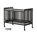 3 In 1 Convertible Crib In Storm Black, Made Of Sustainable Pinewood, Non Toxic Finish, Comes With Locking Wheels, Wooden Nursery Furniture Black Wood