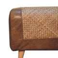 Large Seagrass Buffalo Hide Nordic Bench Oak Leather Solid Wood