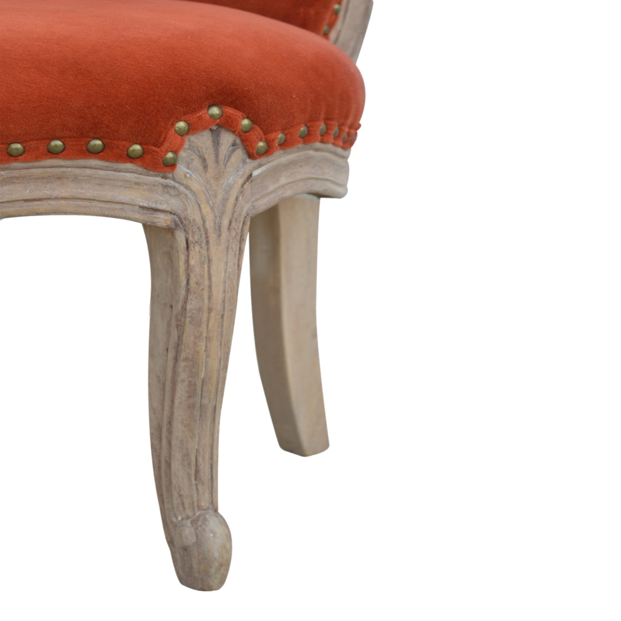 Brick Red Velvet Studded Chair Brick Red Foam Wood Fabric