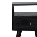 Mini Ash Black Bedside Black Solid Wood