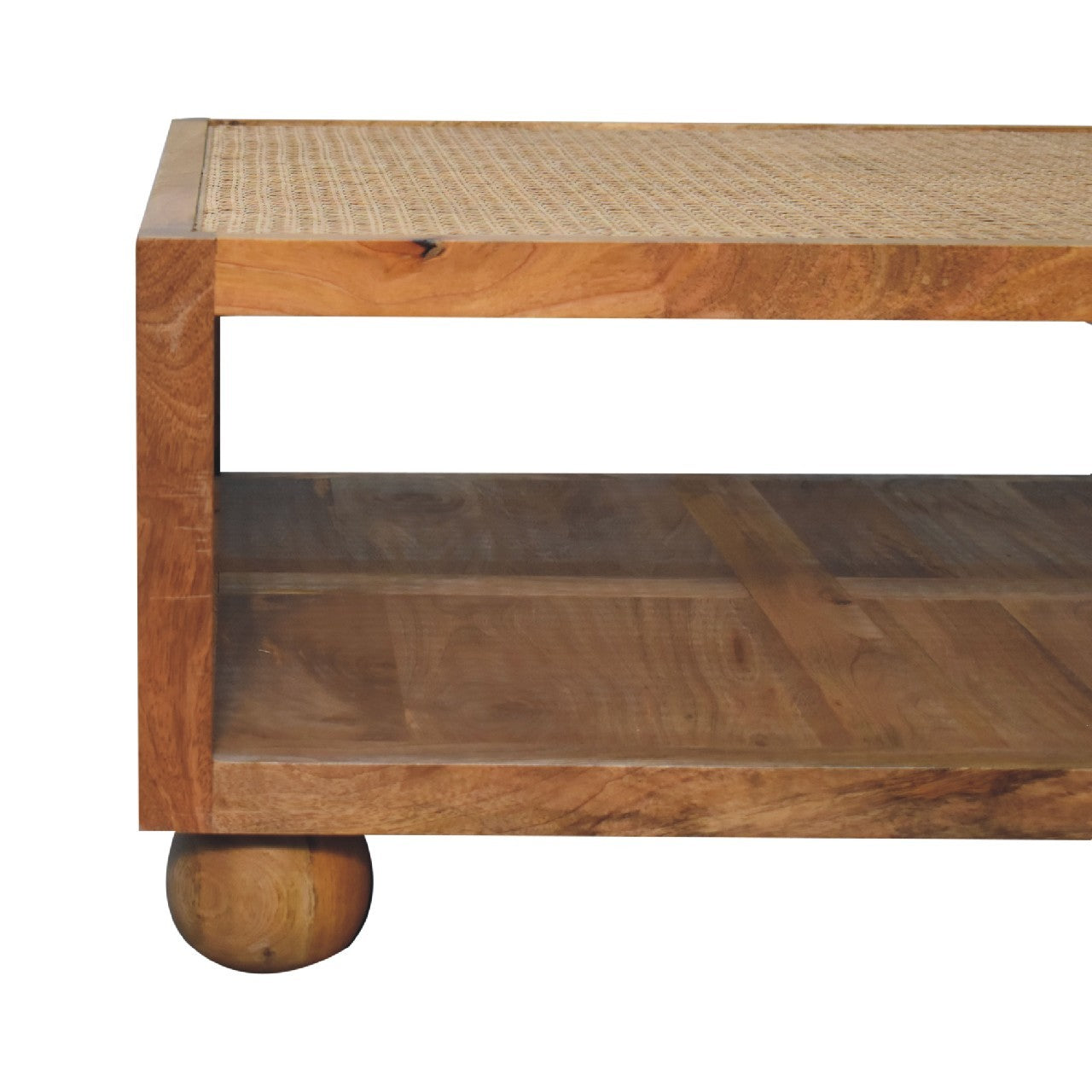 Larissa Large Coffee Table Oak Wood Rattan
