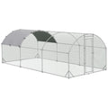 Pawhut Large Chicken Coop Metal Chicken Run With Waterproof And Anti Uv Cover, Dome Shaped Walk In Fence Cage Hen House For Outdoor And Yard Farm Use, 1