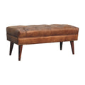 Harbour Brown Leather Bench Chestnut Leather Solid Wood