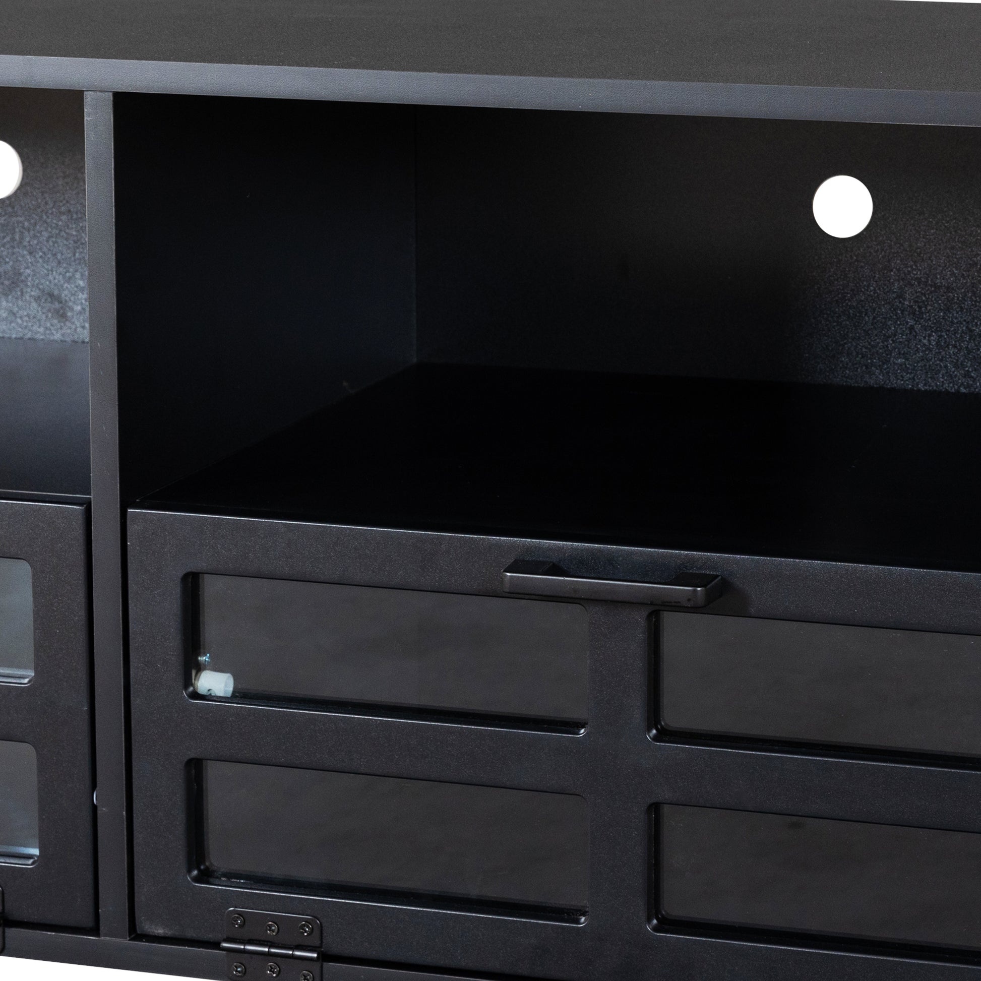 Tv Stand,Tv Cabinet,American Country Style Tv Lockers,The Toughened Glass Door Panel,Metal Handles,Birch Legs,Turn Down The Drawer,Can Be Placed In Lounge Room,Living Room Or Bedroom,Color:Black Black Primary Living Space 60 69 Inches 60 69 Inches