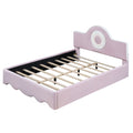 Full Size Upholstered Platform Bed With Led Headboard, Pink Box Spring Not Required Full Pink Wood Bedroom Upholstered