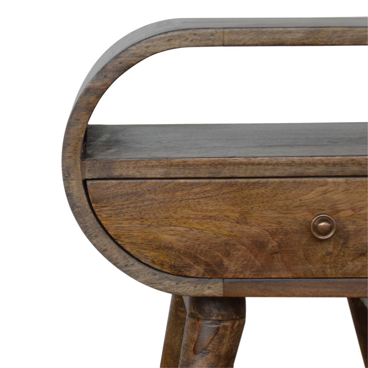 Grey Washed Circular Bedside Gray Wash Solid Wood