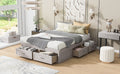 Queen Size Platform Bed With 6 Storage Drawers,Antique White Antique White Mdf Lvl