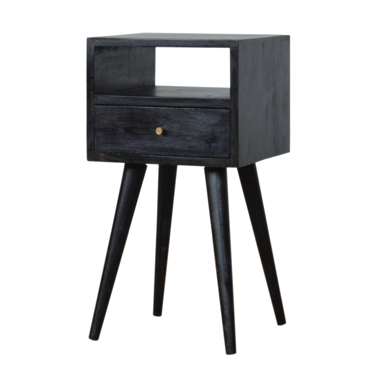 Mini Ash Black Bedside Black Solid Wood