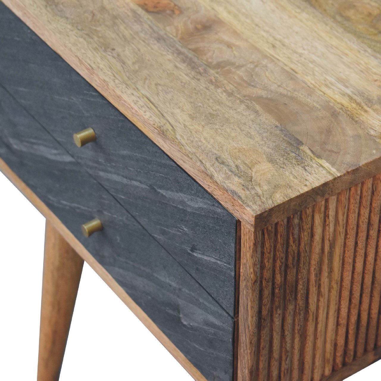 Slade Bedside Stone Gray Solid Wood