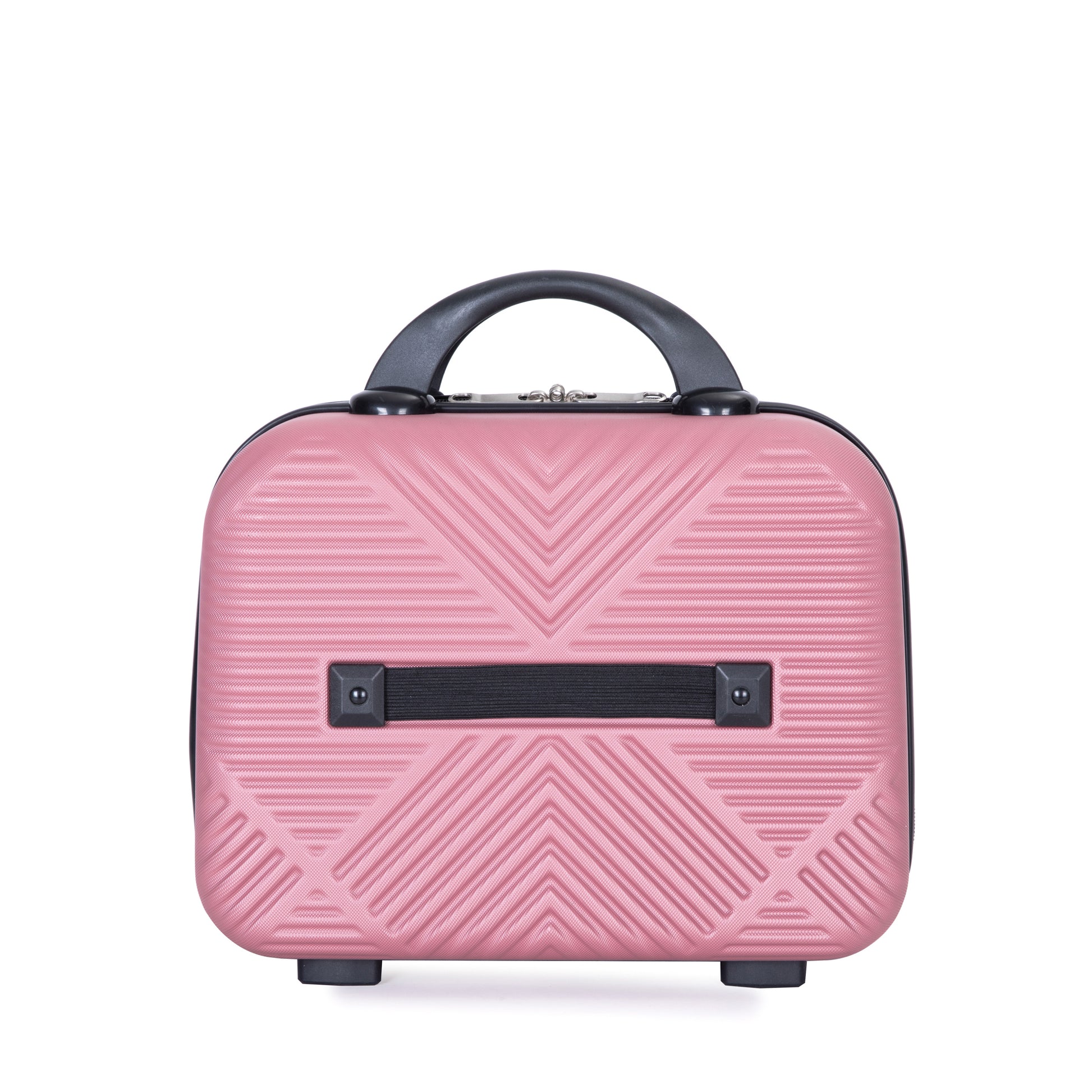 4 Piece Abs Lightweight Suitcase, 14 Inch Makeup Box, Aircraft Wheels 14 20 24 28 Pink Pink Abs