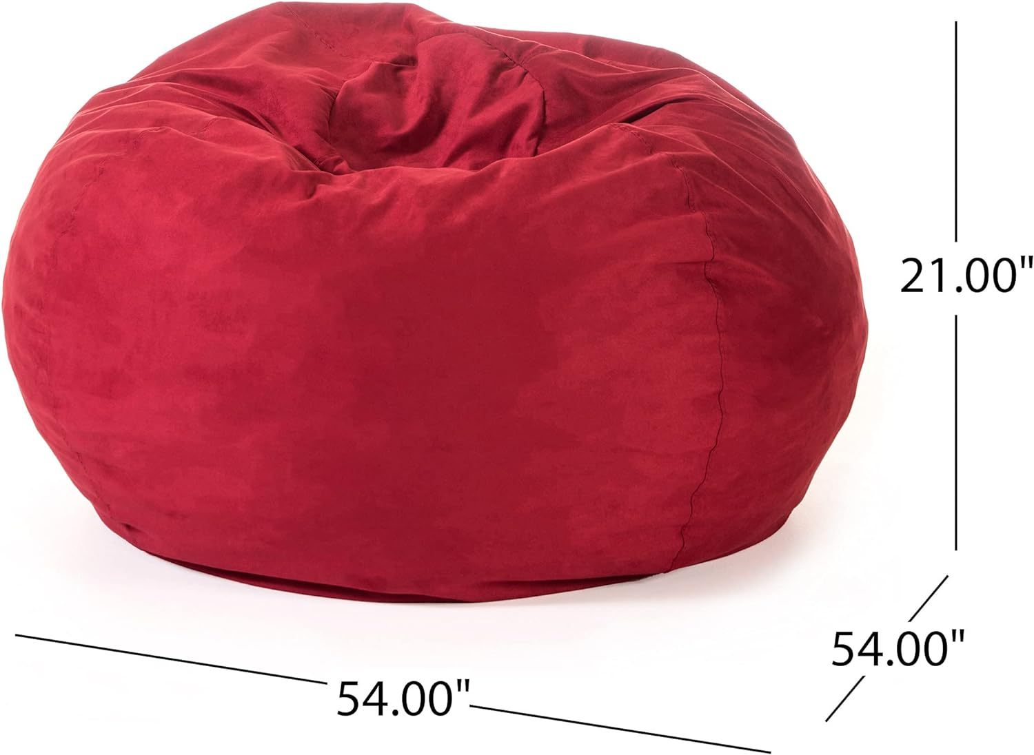 5 Foot Comfortable High Density Shredded Foam Bean Bag Chair For Kids And Adults, With Removable Microsuede Cover, Ideal Reading And Bedroom Floor Lounge, Chinese Red Red Microfiber