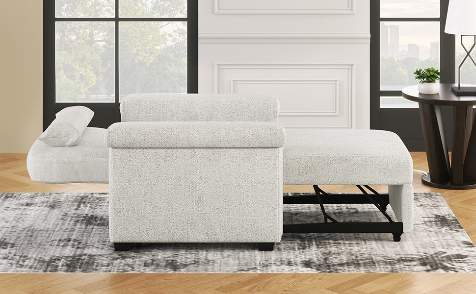 3 In 1 Convertible Sleeper Chair Sofa Bed Pull Out Couch Adjustable Chair With Pillow, Adjust Backrest Into A Sofa, Lounger Chair, Single Bed Or Living Room Or Apartment, Beige Beige Polyester